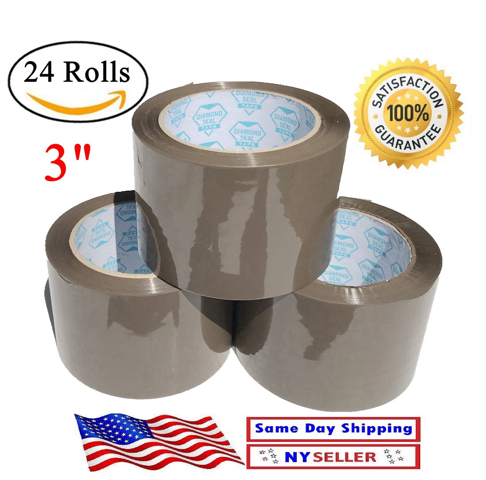 24 Rolls Brown Tan Carton Sealing Packing Tape Shipping 3 Inch  3\