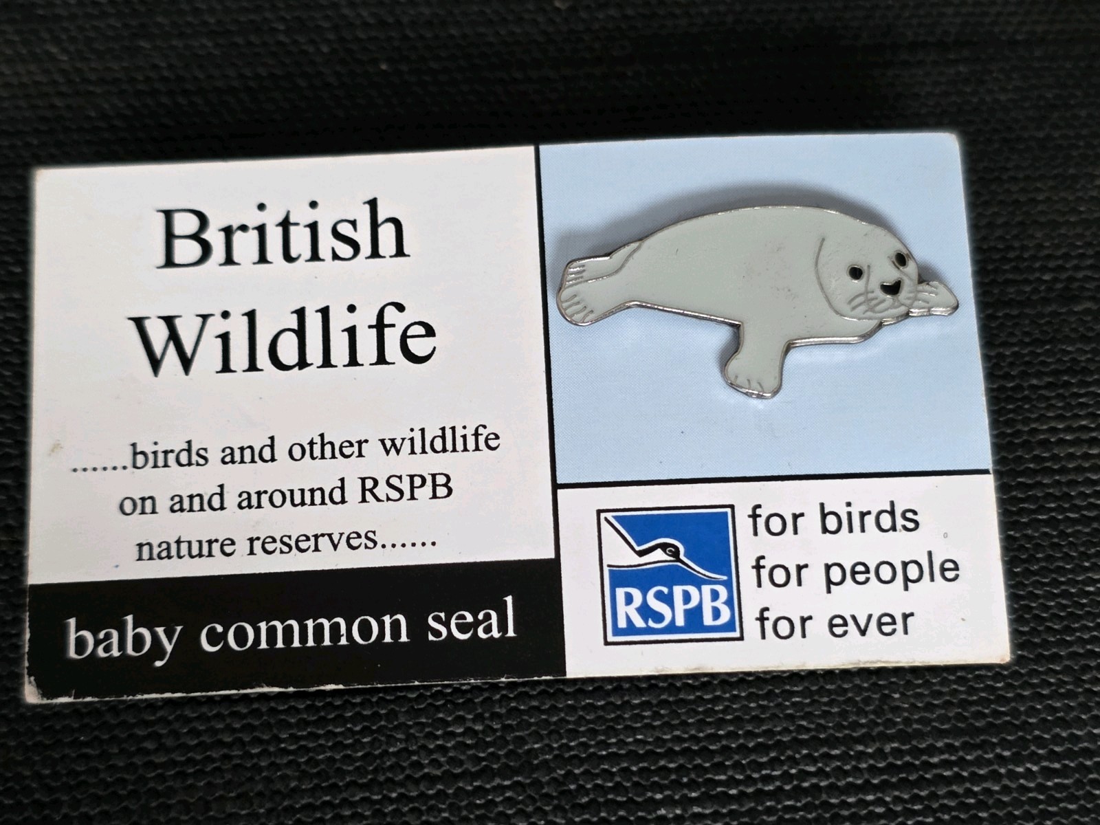 RSPB Pin Badge - Baby Common Seal - British Wildlife Series - On Original Card RSPB Pin Badge - Baby Common Seal - British Wildlife Series - On Original Card