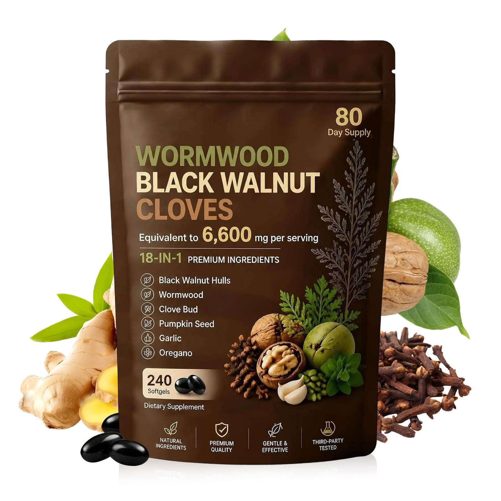 Holior 18-in-1 Black Walnut & Wormwood Herbal Blend For 240 Count (Pack Of 1)