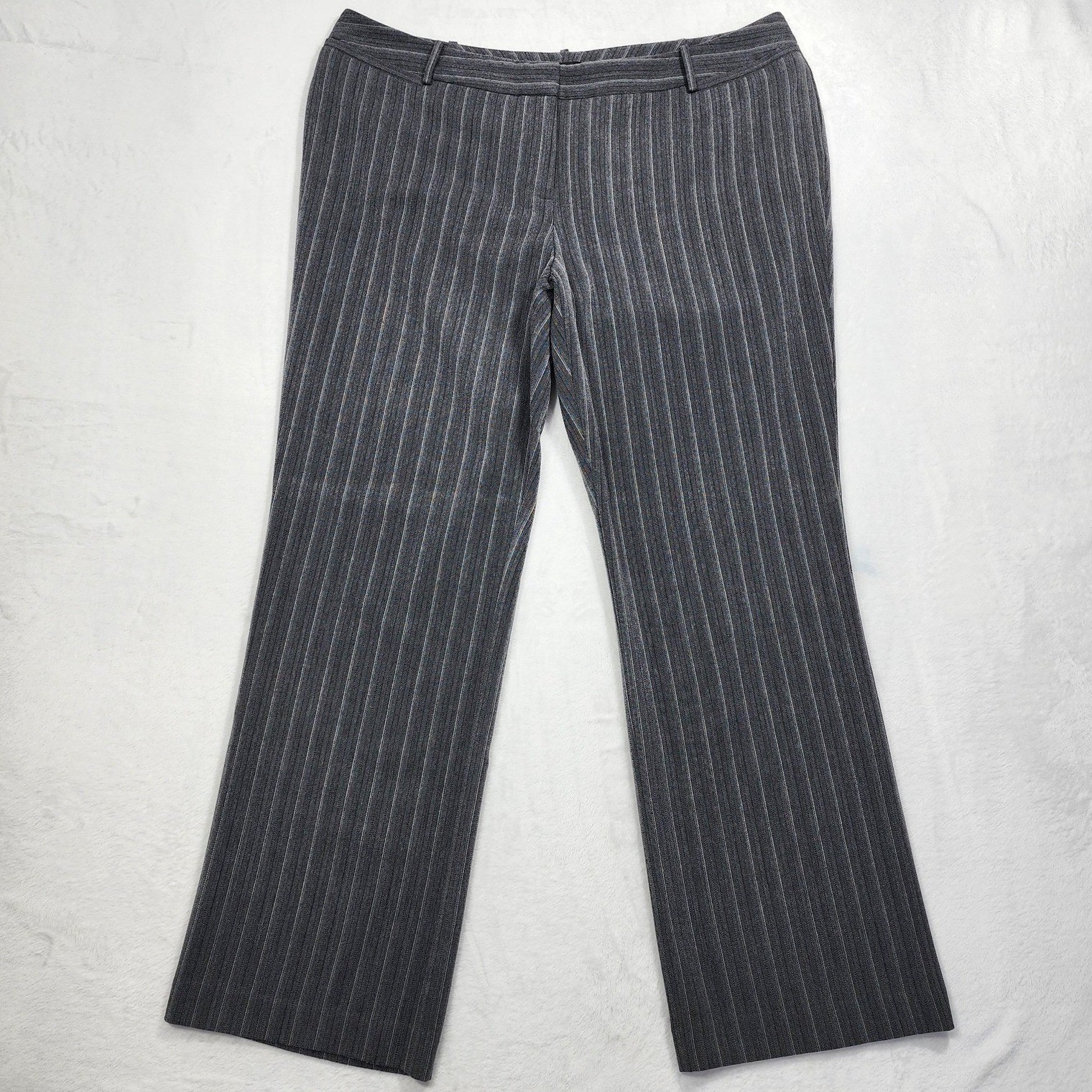 Vintage Worthington Pants Womens 18W Gray Striped Curvy Straight Stretch Office