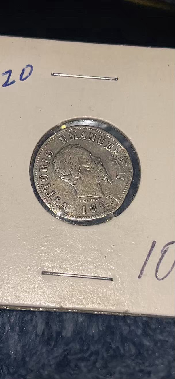 Italy 1863 M BN Silver Coin Lot (2) - 20 & 50 Centesimi Vittorio Emanuele II Italy 1863 M BN Silver Coin Lot (2) - 20 & 50 Centesimi Vittorio Emanuele II