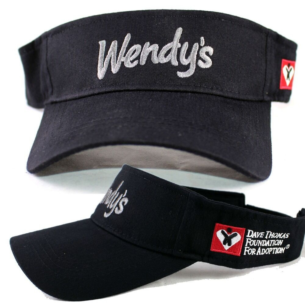 New Wendy's Dave Thomas Foundation Restaurant Black Uniform Visor Cap Hat wendys New Wendy's Dave Thomas Foundation Restaurant Black Uniform Visor Cap Hat wendys