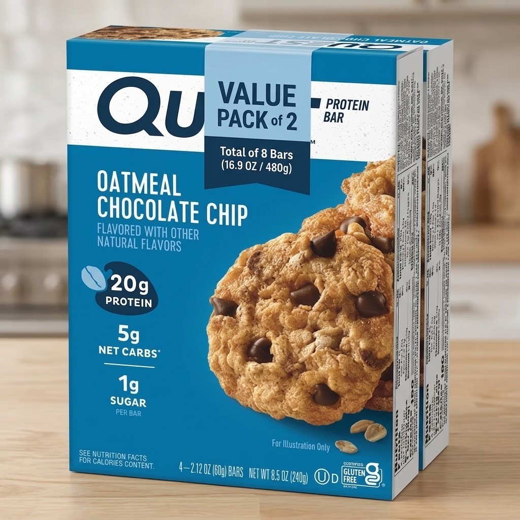 (2 Pk) Quest Protein Bar Oatmeal Chocolate Chip20g Protein Gluten Free4 Ct 2PK