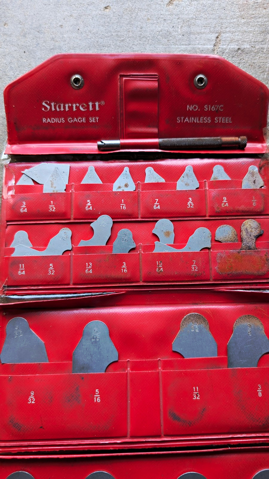 Starrett Radius Gage Set Stainless Steel, No. S167C, w/ Case