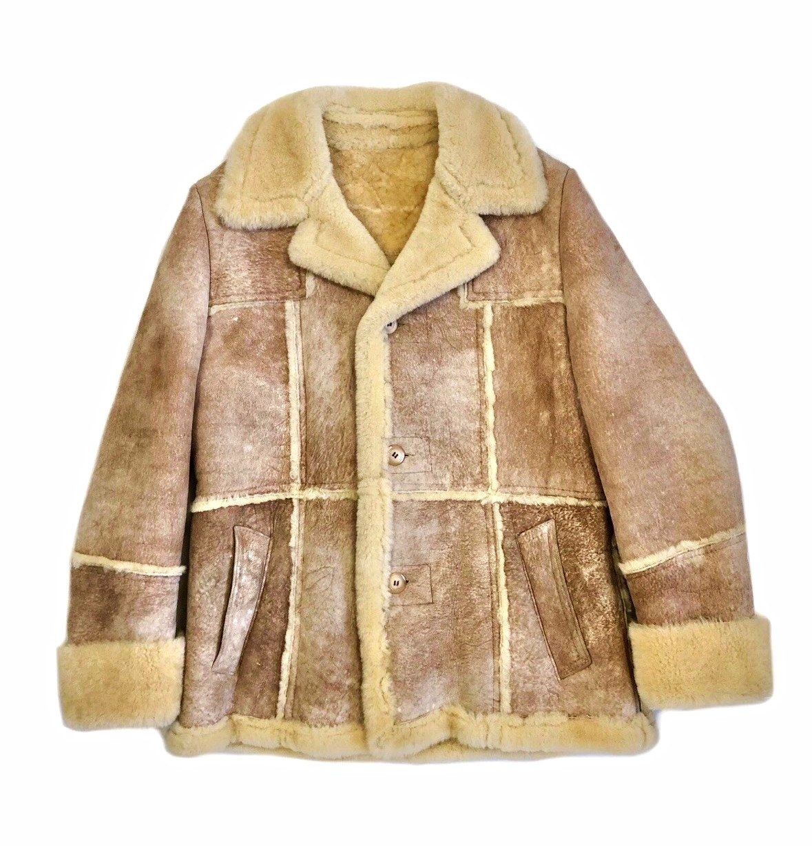 Vintage 60\'s Sheepskin Fur Rancher Coat Shearling Marlboro Medium