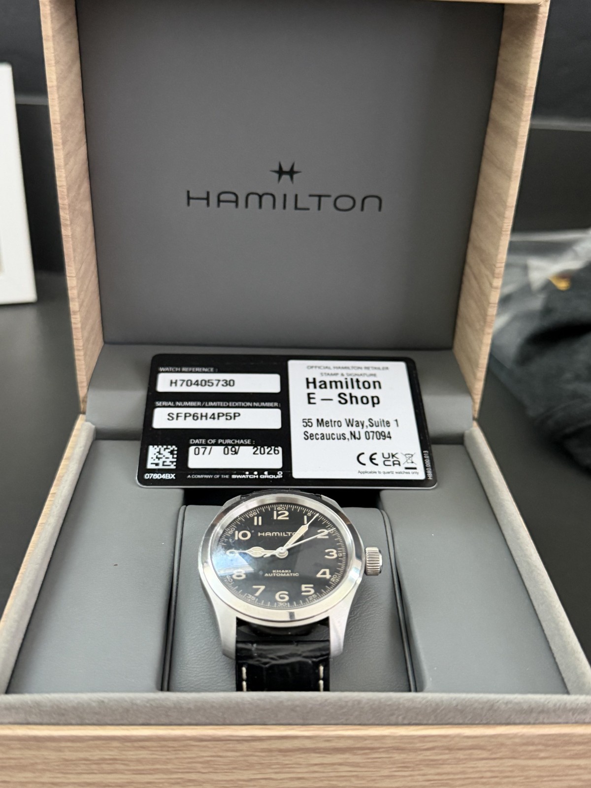 Hamilton Khaki Field Murph 38mm H70405730 Automatic Watch Box Papers Excellent