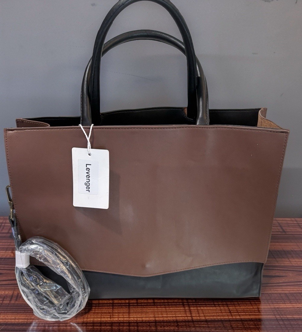 Levenger Leather Messenger Bag Briefcase Caitlin Lg Dark Oak New with Tags