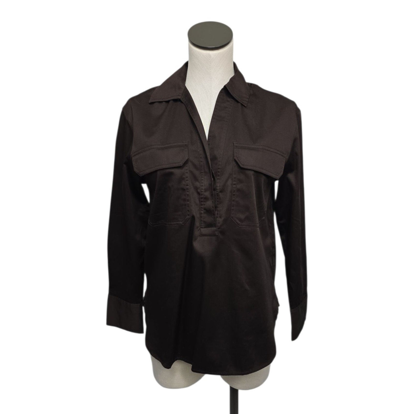 NWT Madewell Womens Size XS Utility Long-Sleeve Popover Shirt Dark Carob NS410