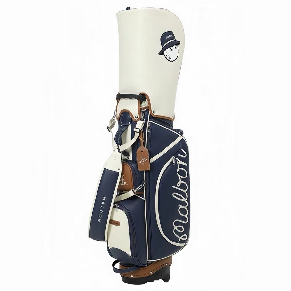 MALBON GOLF Caddy Bag Stand Type Navy 5-way Golf is Life - MALBON GOLF Caddy Bag Stand Type Navy 5-way Golf is Life -
