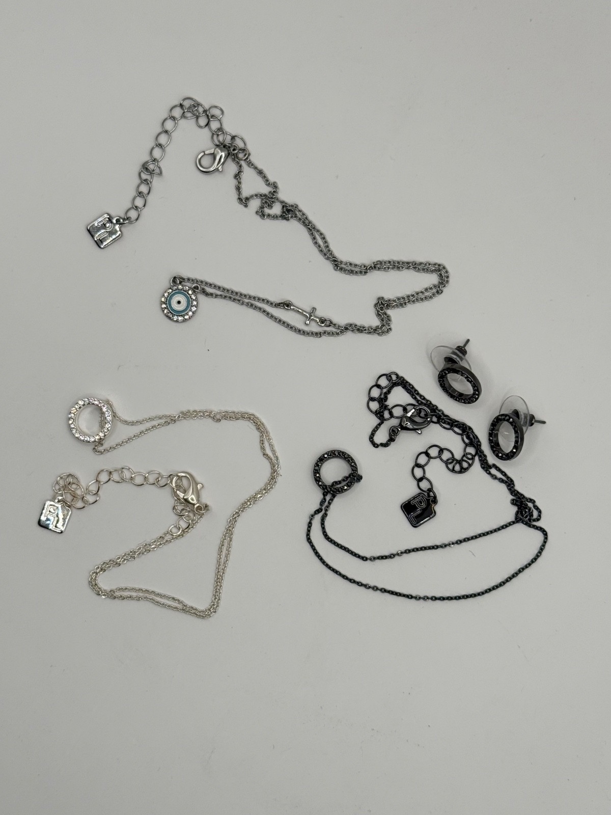 Park Lane Jewelry Lot 3 Necklaces Matching Earrings Evil Eye Crystal Circle