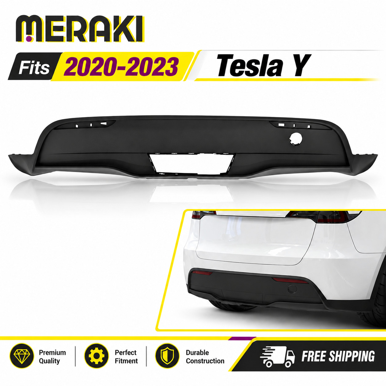 For 2020-2023 Tesla Y Rear Lower Bumper Fascia Valance Cover Trim 1494006-00-A