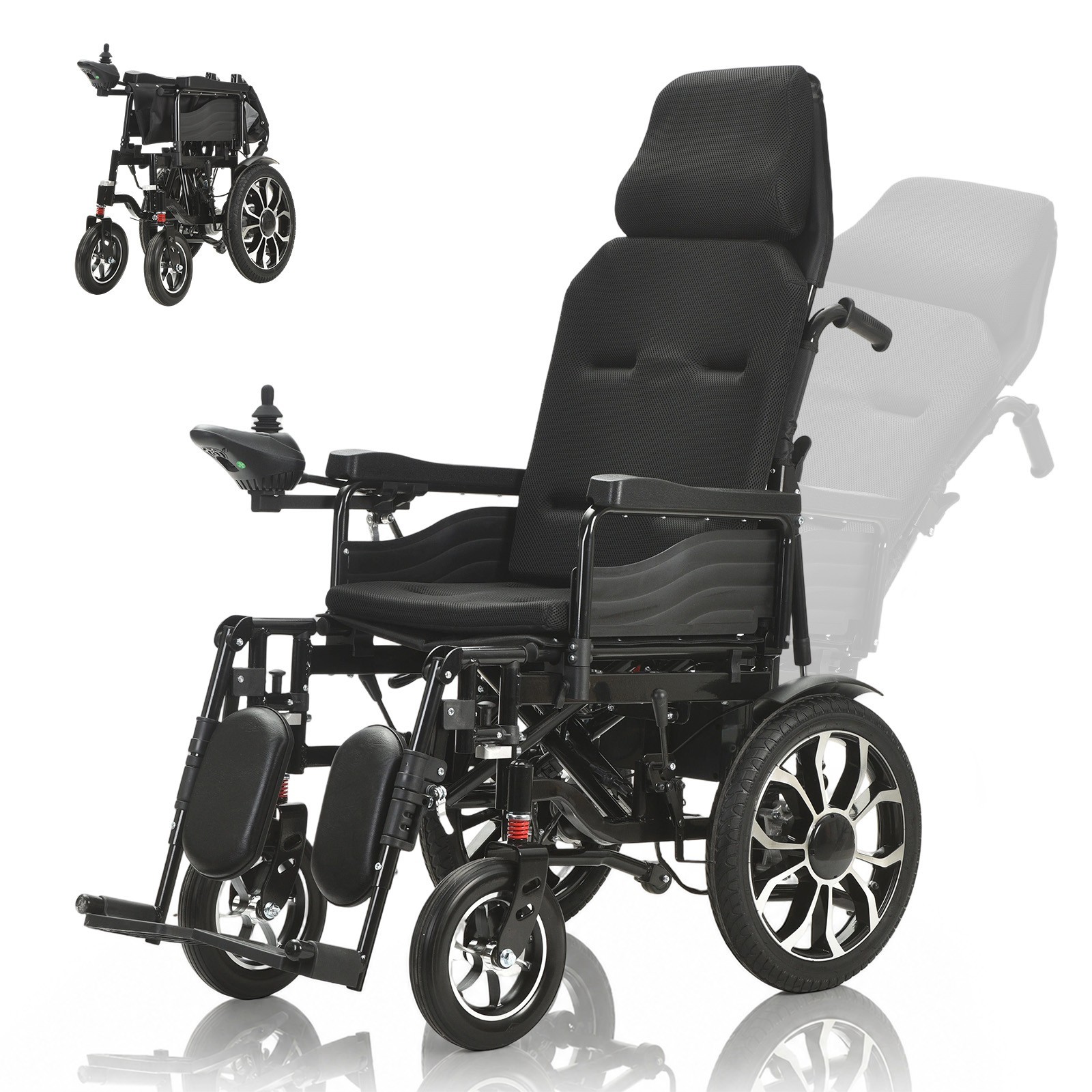 Used Powerful Foldable Electric Wheelchair Dual 250W Motor  High Back