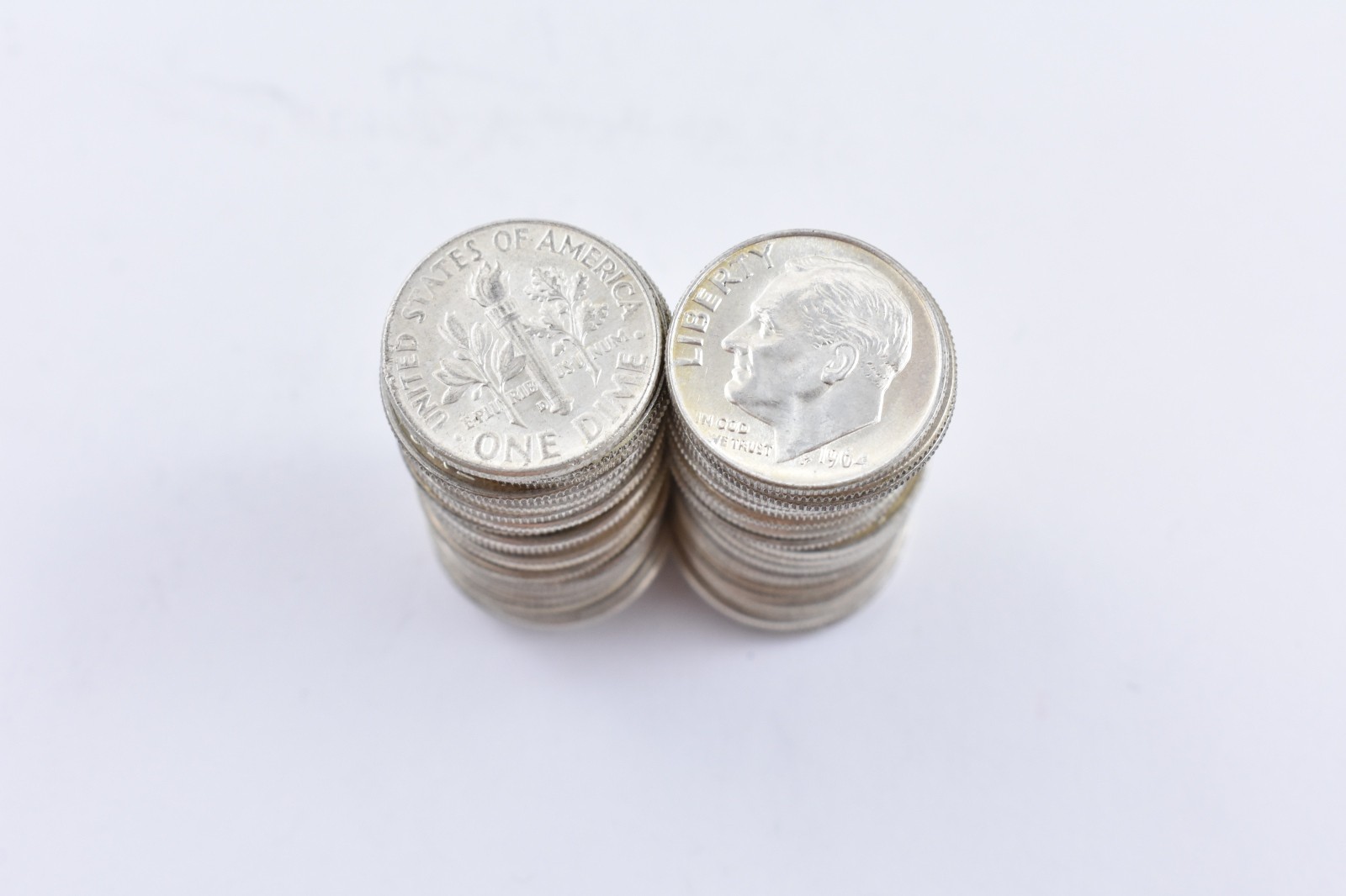 (50) 1950\'s-1964 BU Roosevelt Dimes 90% Silver ROLL Lot Collection (50) 1950\'s-1964 BU Roosevelt Dimes 90% Silver ROLL Lot Collection