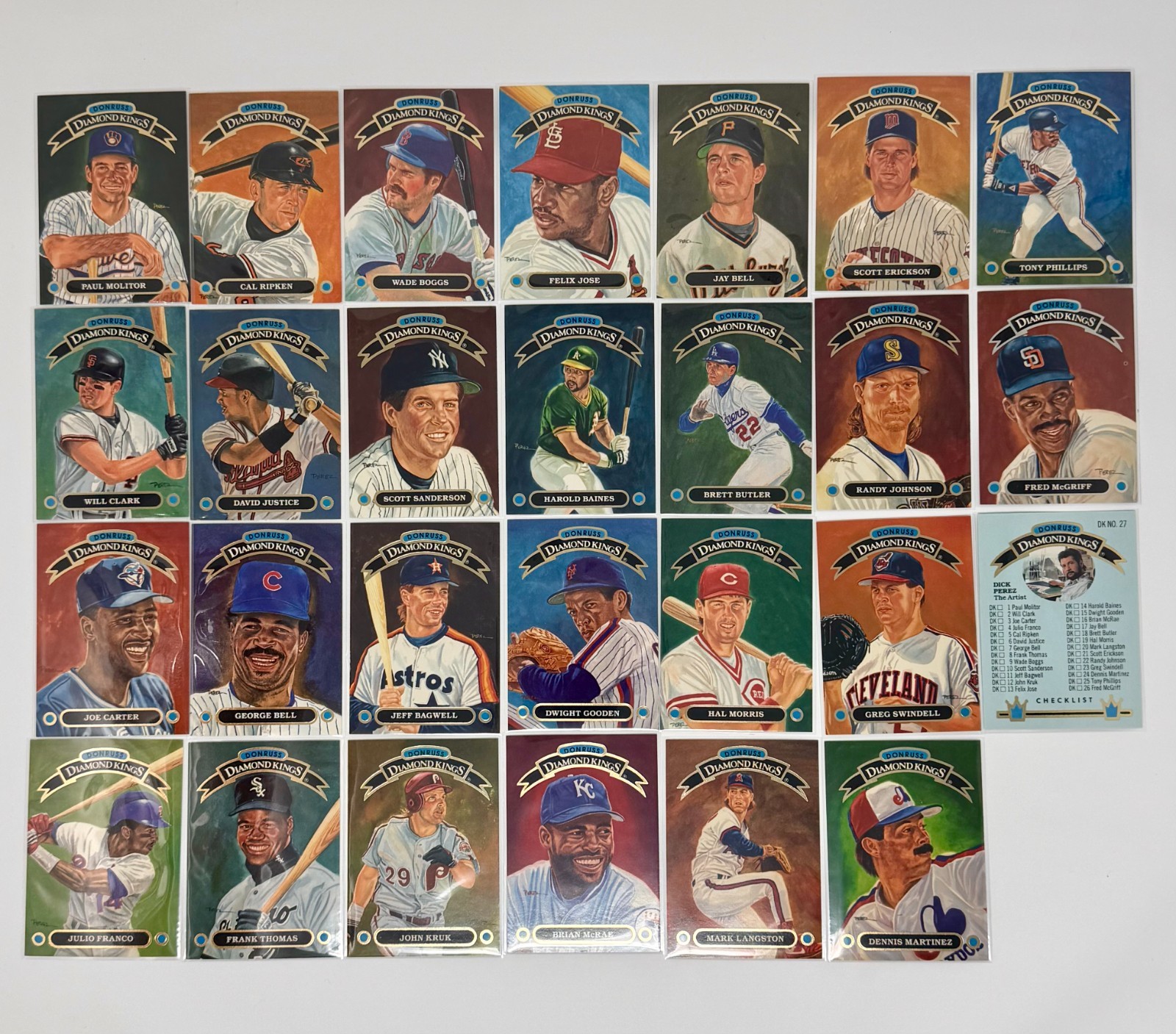 1992 Donruss Diamond Kings Complete Set of 27 Insert Cards; Ripken, Frank Thomas