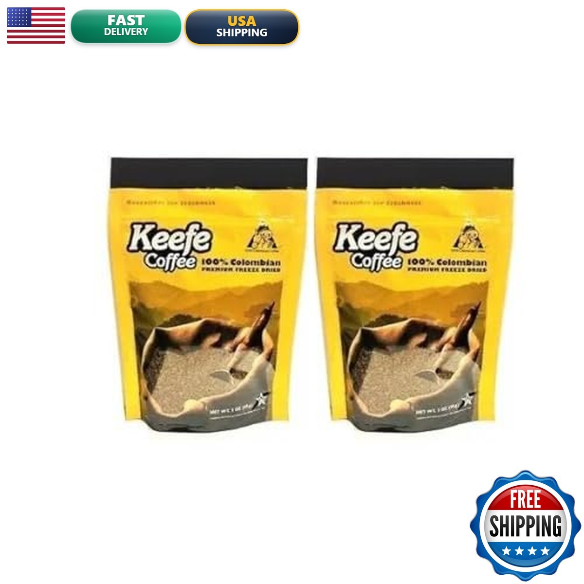 Keefe Coffee 100% Colombian Premium Freeze Dried Coffee 3oz SEALED BAG (3 Ounce Keefe Coffee 100% Colombian Premium Freeze Dried Coffee 3oz SEALED BAG (3 Ounce