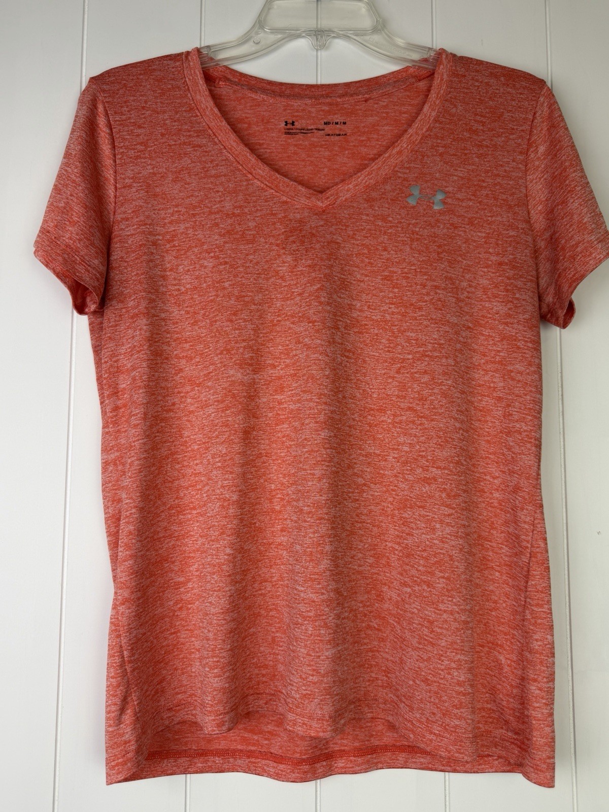 Under Armour Women’s Heathered Coral V-Neck Performance Tee