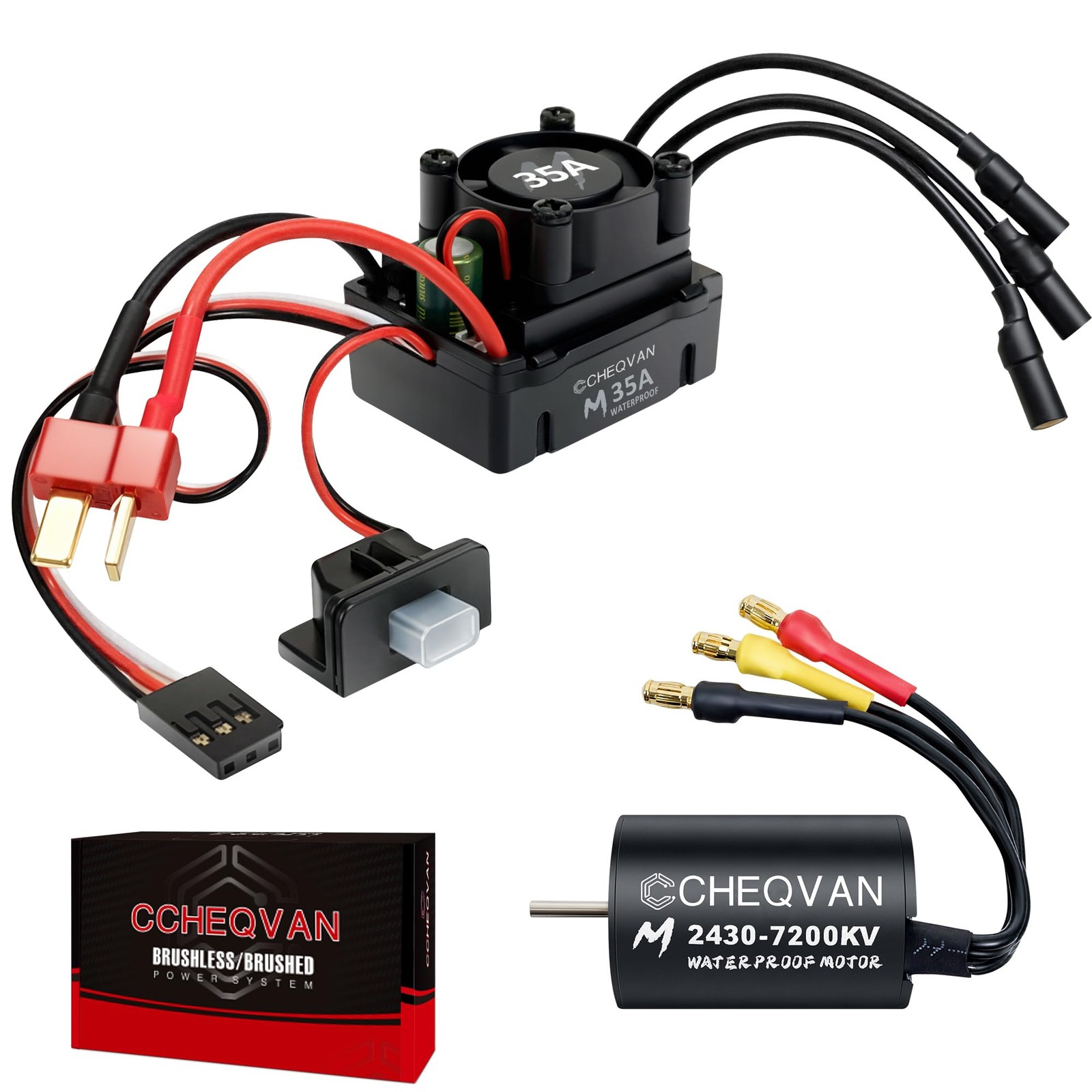 2430 7200KV Brushless Motor with 35A ESC Combo, Surpass Waterproof Hobby Sens...
