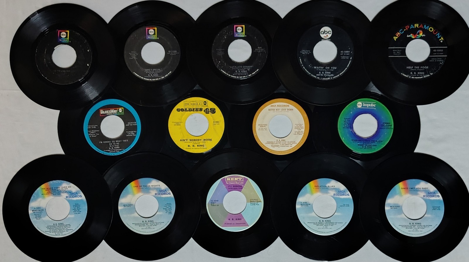 B.B. King 45 Lot of 14 VG avg. cond. CLEANED & TESTED 