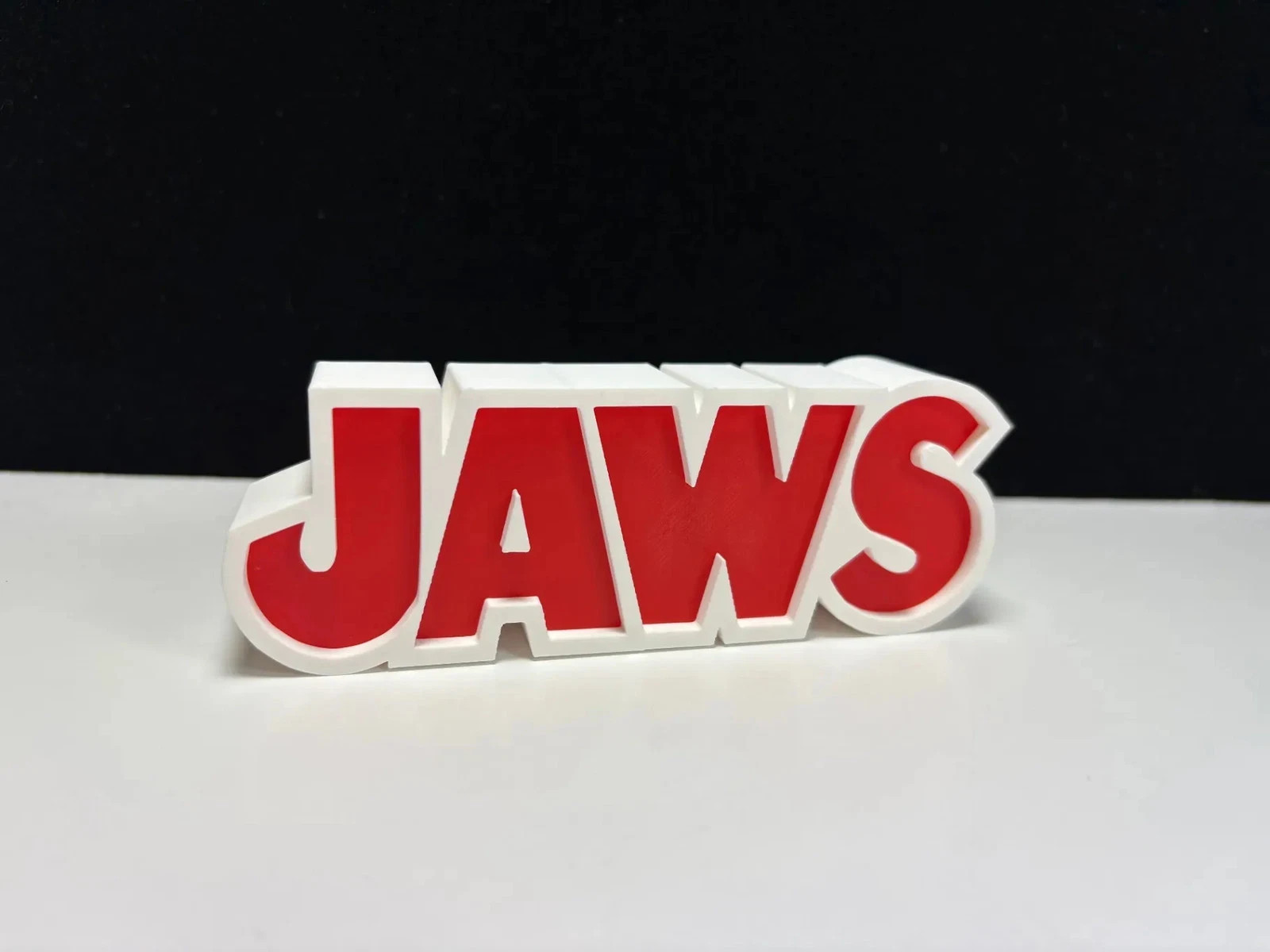 Jaws 3D Printed Logo Sign Movie Collectible Desk Display Shelf Decor Red White