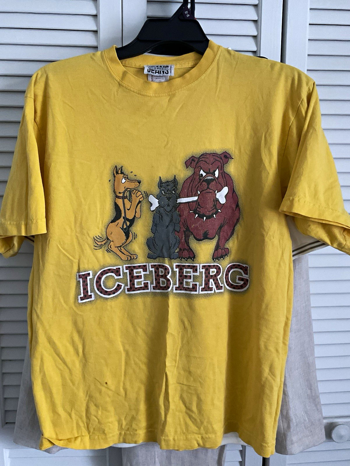 Iceberg Jeans Men’s Yellow Graphic Print Double-Sided Regular Fit T-Shirt
