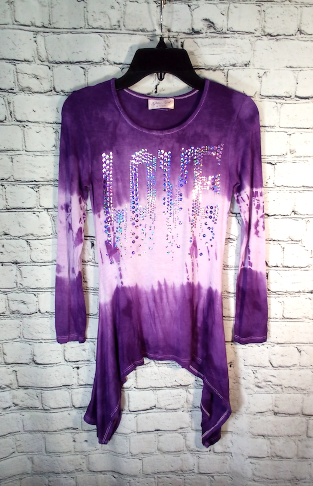 Girls Long Sleeve Top - Tunic - Sequin LOVE