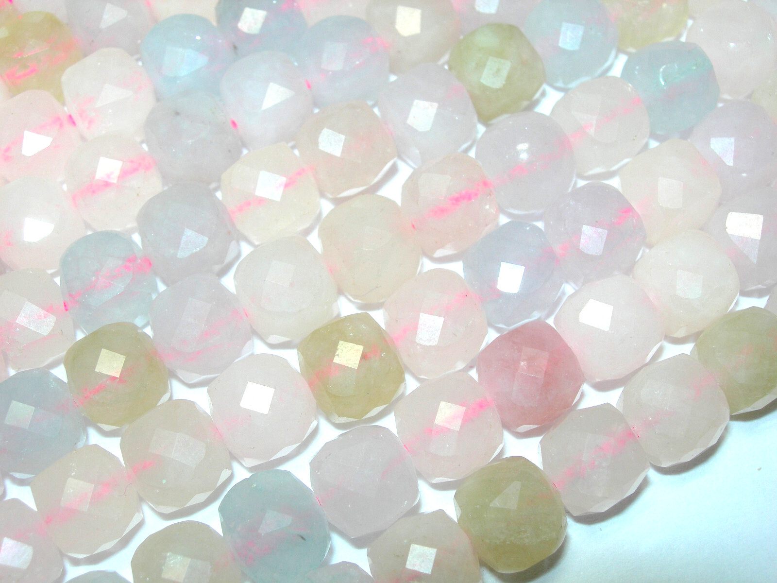 Gorgeous 8mm Faceted Morganite Cube gemstone beads