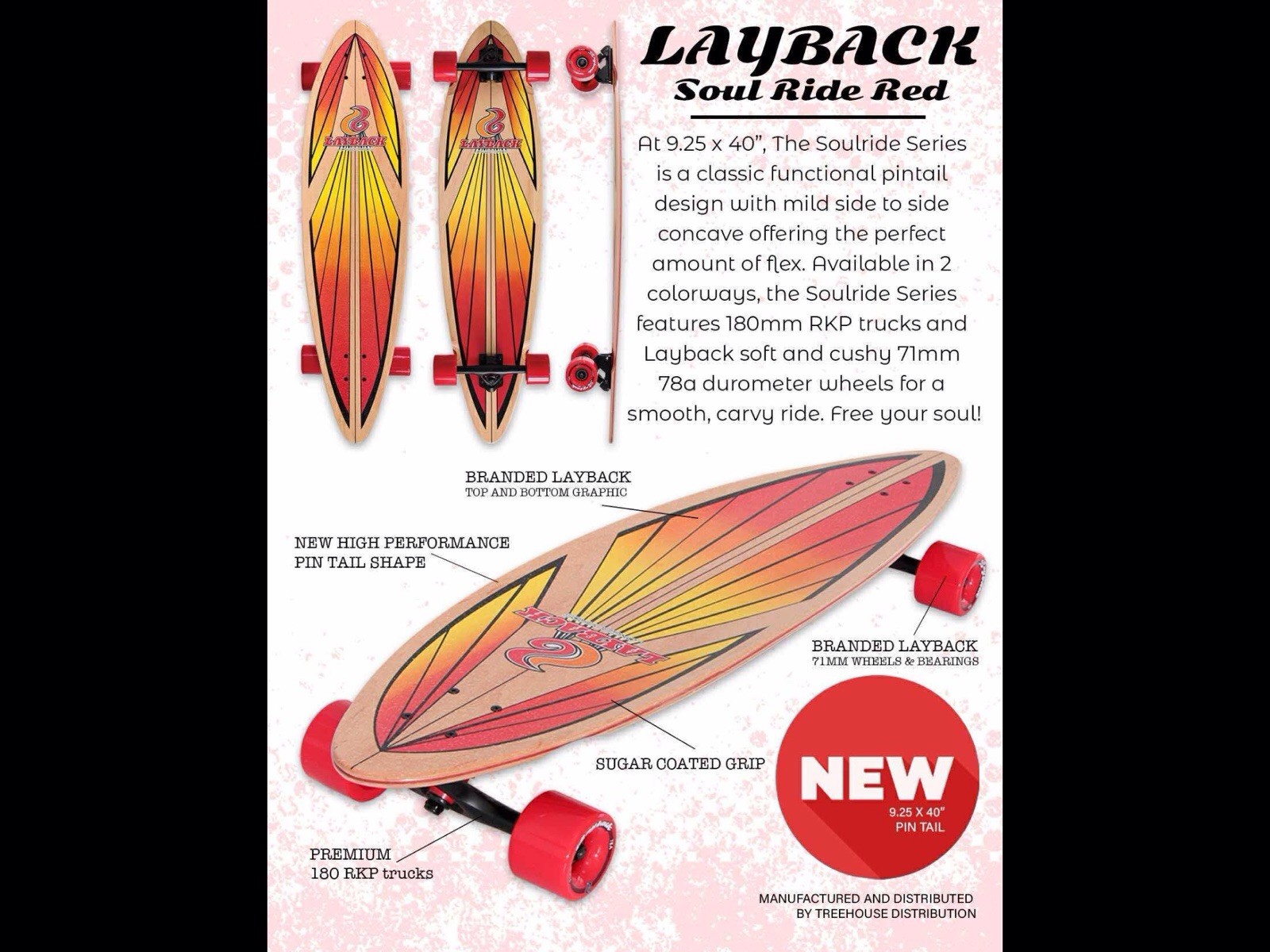 LAYBACK LONGBOARDS - SOUL RIDE RED PT COMPLETE-9.25X40 - COMPLETE SKATEBOARD LAYBACK LONGBOARDS - SOUL RIDE RED PT COMPLETE-9.25X40 - COMPLETE SKATEBOARD