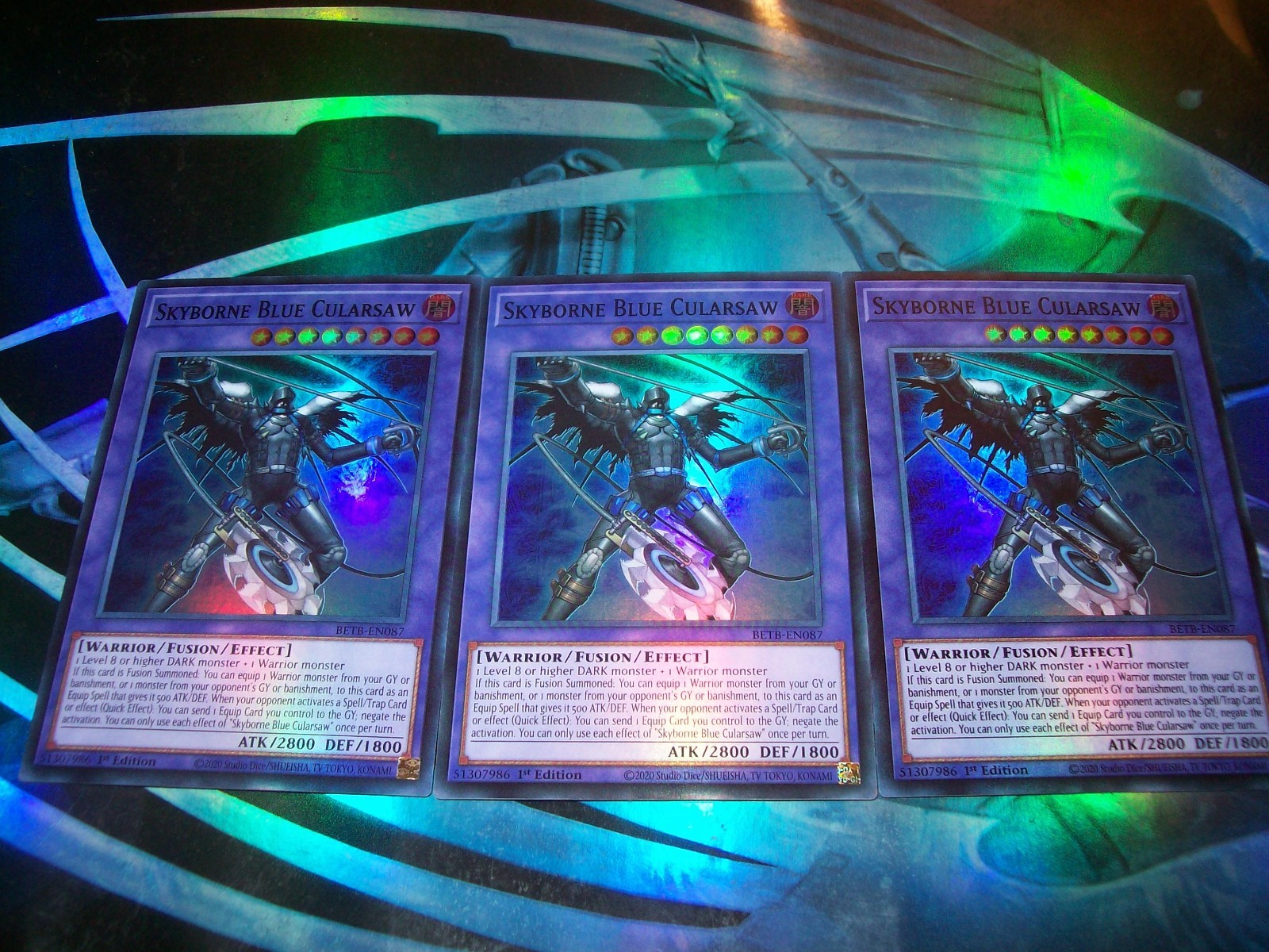 3x Skyborne Blue Cularsaw 1st Edition Super Rare BETB-EN087 Yu-Gi-Oh 3x Skyborne Blue Cularsaw 1st Edition Super Rare BETB-EN087 Yu-Gi-Oh