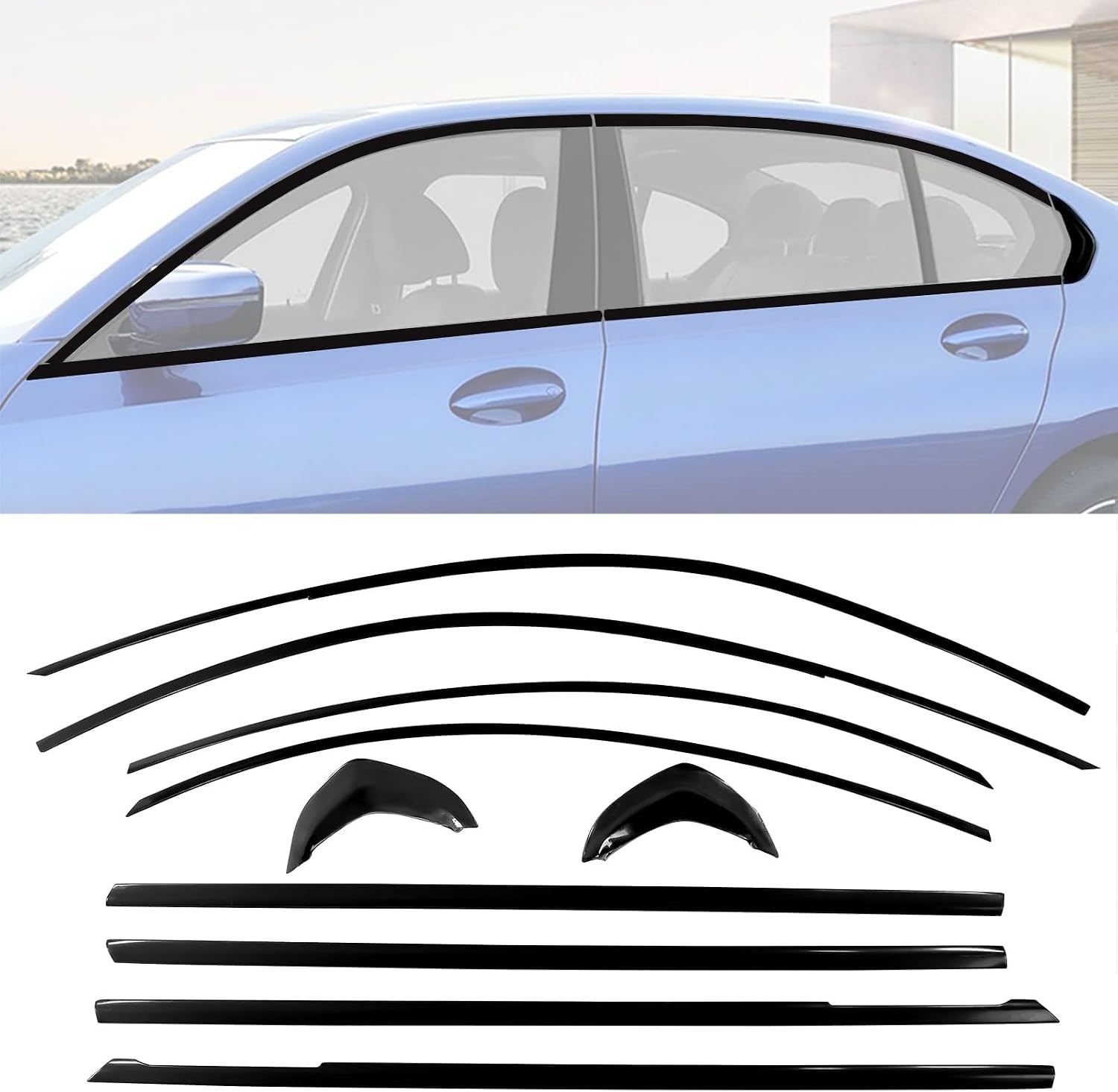 Stainless Steel Window Trim Chrome Delete for BMW G20 330i M340i 2019-2025 Bl... Stainless Steel Window Trim Chrome Delete for BMW G20 330i M340i 2019-2025 Bl...