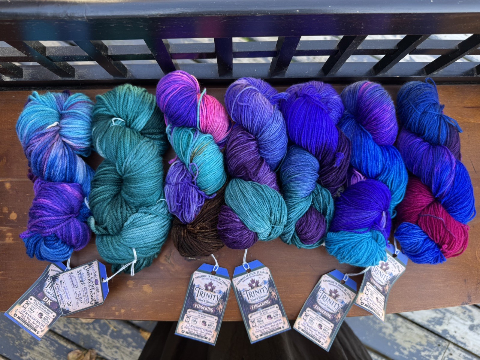 New Hand Dyed Yarn Bundle DK Fingering Merino Wool Blue Purple Teal Canada
