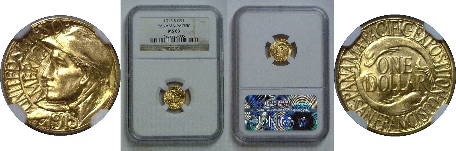 1915-S $1 Panama-Pacific Gold Commemorative NGC MS-63