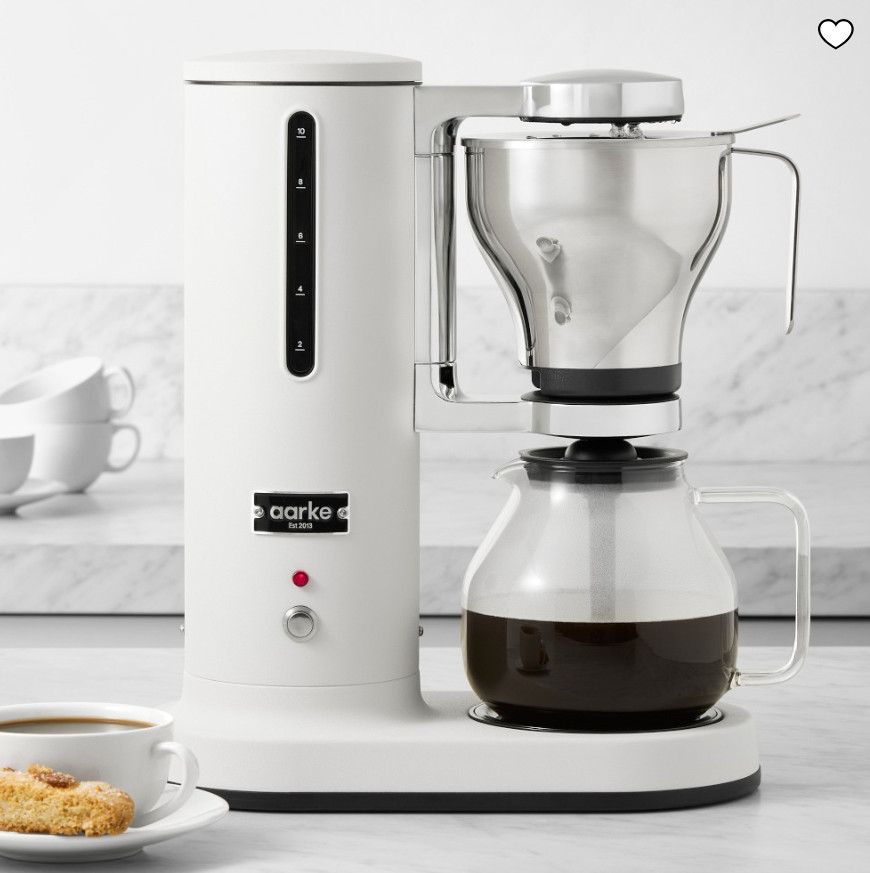 Aarke Coffee Maker Authentic 10-Cup Stainless Steel Drip Brewer - Matte White