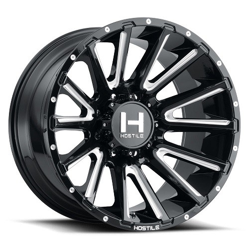 20x10 Hostile H123 Typhoon Blade Cut (Gloss Black Milled) Wheel 5x5.5 (-19mm)