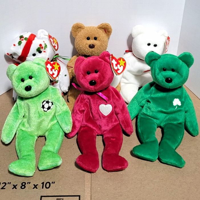 Ty Beanie Babies Vintage 1998 Plush Lot of 5, Erin Lucky Valentino Holiday