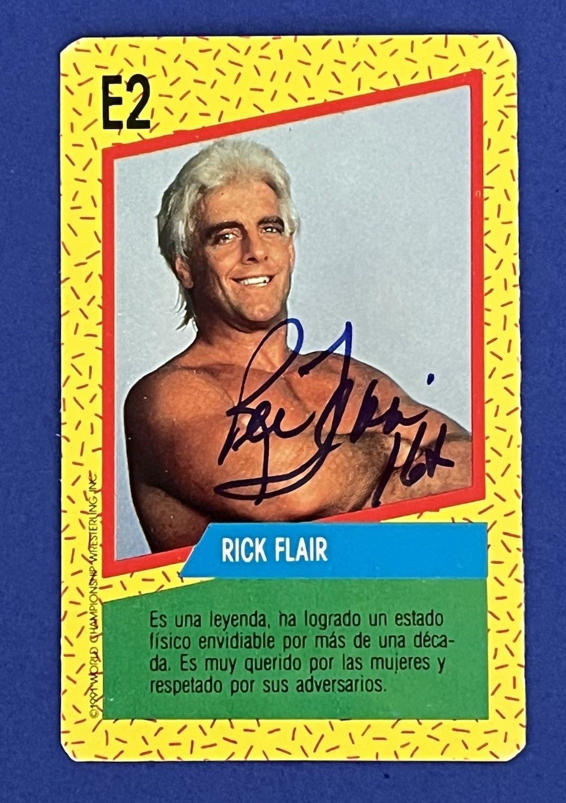 1991 Cromy Argentina Nature Boy Ric Flair Signed Autographed Wrestling Card WCW 1991 Cromy Argentina Nature Boy Ric Flair Signed Autographed Wrestling Card WCW