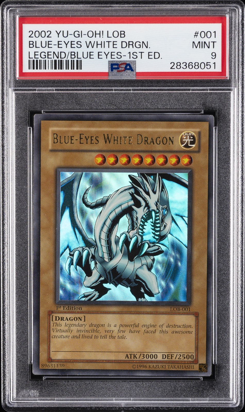 2002 YU-GI-OH LOB-LEGEND OF BLUE EYES WHITE DRAGON BLUE-EYES WHITE DRAGON PSA 9