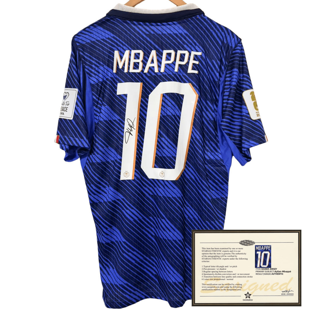 2026 France Mbappe Signed Style Home Player Version Short Sleeve Soccer Jersey