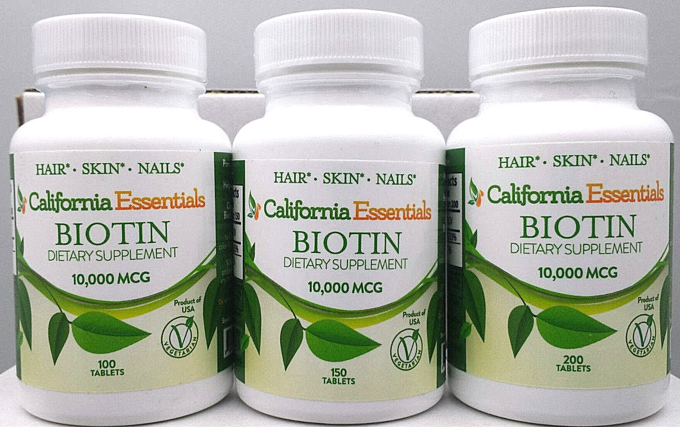 California Essentials Biotin 10000mcg with Calcium Hair Skin & Nails Supplement