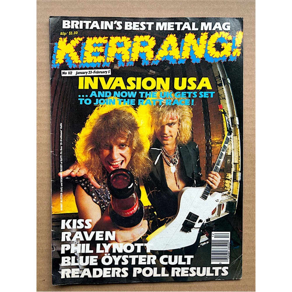 RATT KERRANG NO.112 MAGAZINE - JANUARY 23 1986 RATT COVER with more inside
