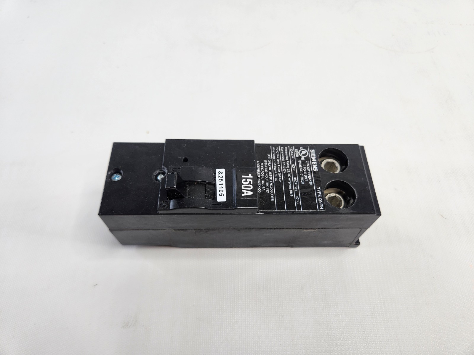 Siemens QN2150RH 150A Double Pole 120/240-Volt 22K type QNRH Circuit Breaker Siemens QN2150RH 150A Double Pole 120/240-Volt 22K type QNRH Circuit Breaker
