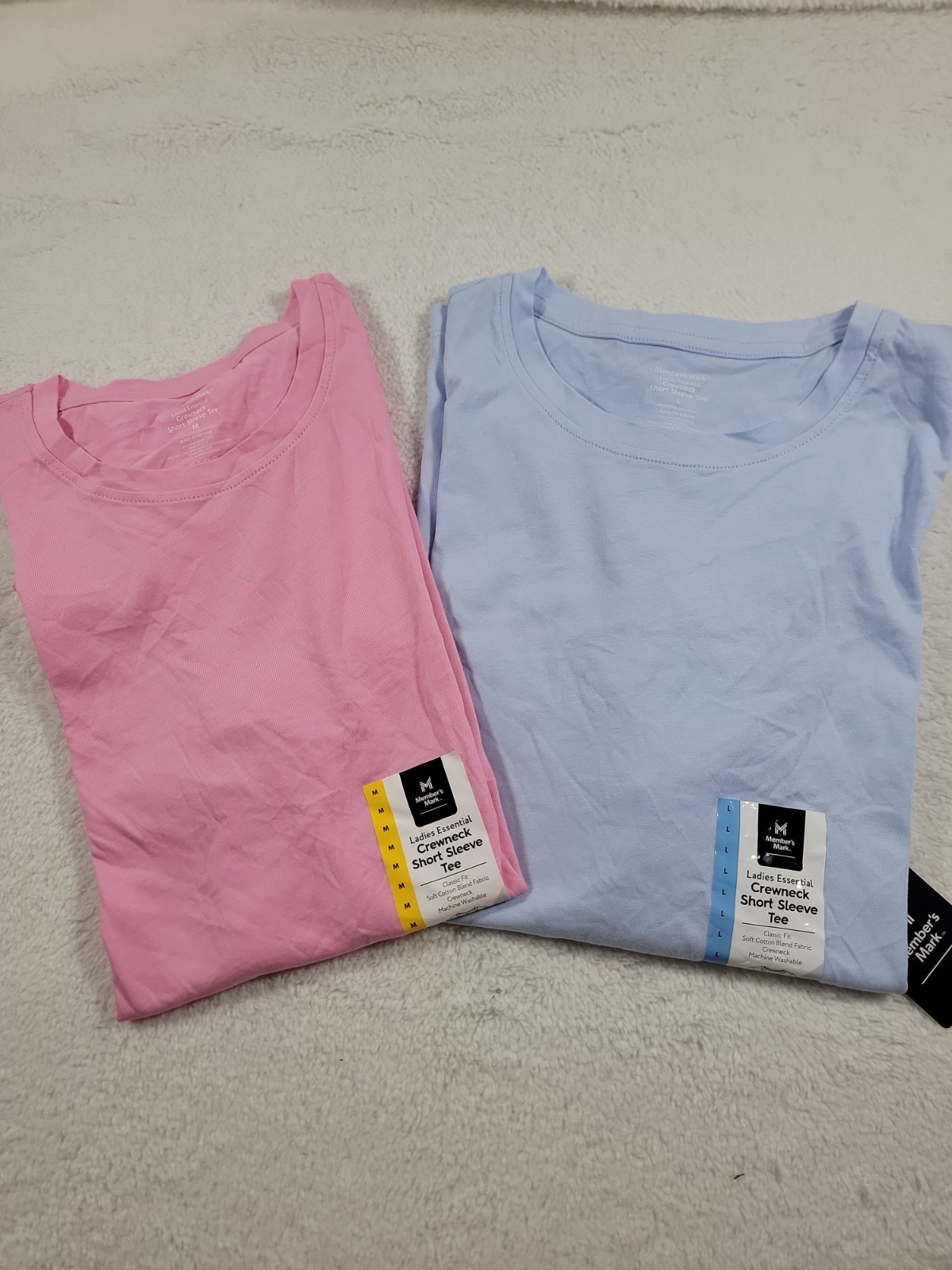 NWT Women's Crewneck Short Sleeve Pink or Blue T Shirt Cotton Blend NWT Women's Crewneck Short Sleeve Pink or Blue T Shirt Cotton Blend
