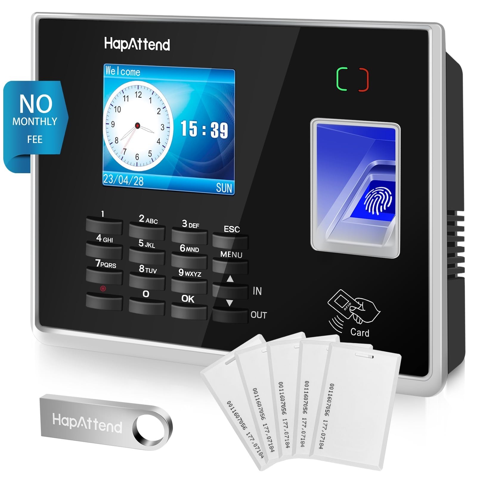 Fingerprint Time Clock for Small Business H1 Biometric Clock with 5 RFID Cards Fingerprint Time Clock for Small Business H1 Biometric Clock with 5 RFID Cards
