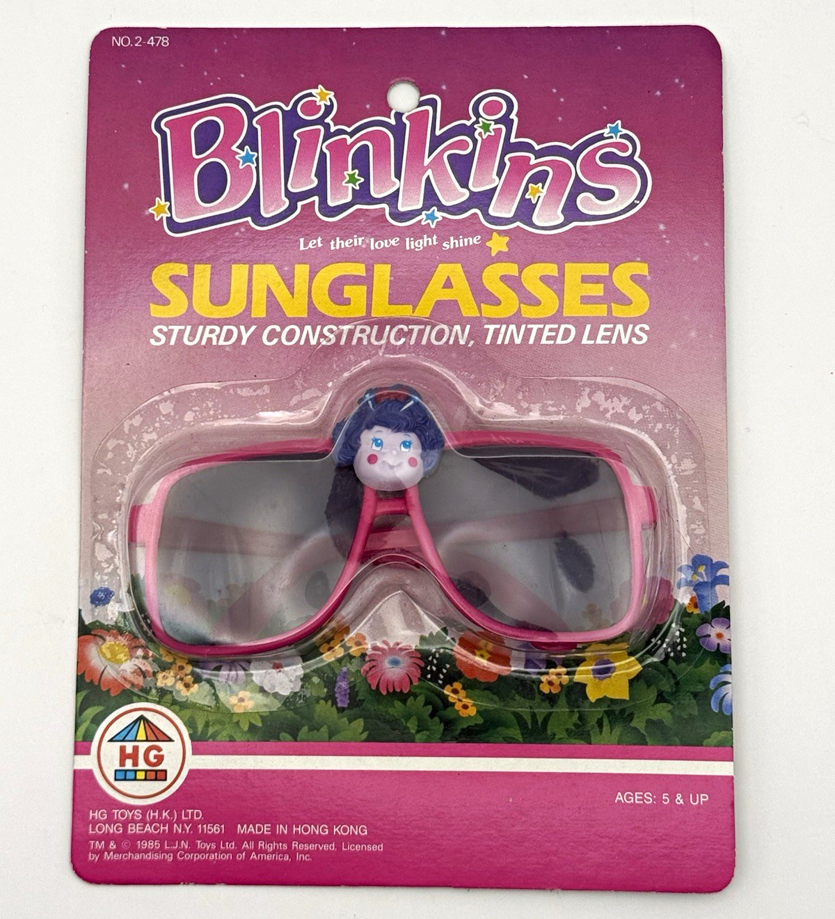 Vintage 1985 Blinkins Sunglasses HG Toys No 2-478 New on Card Pink 80s LJN Retro
