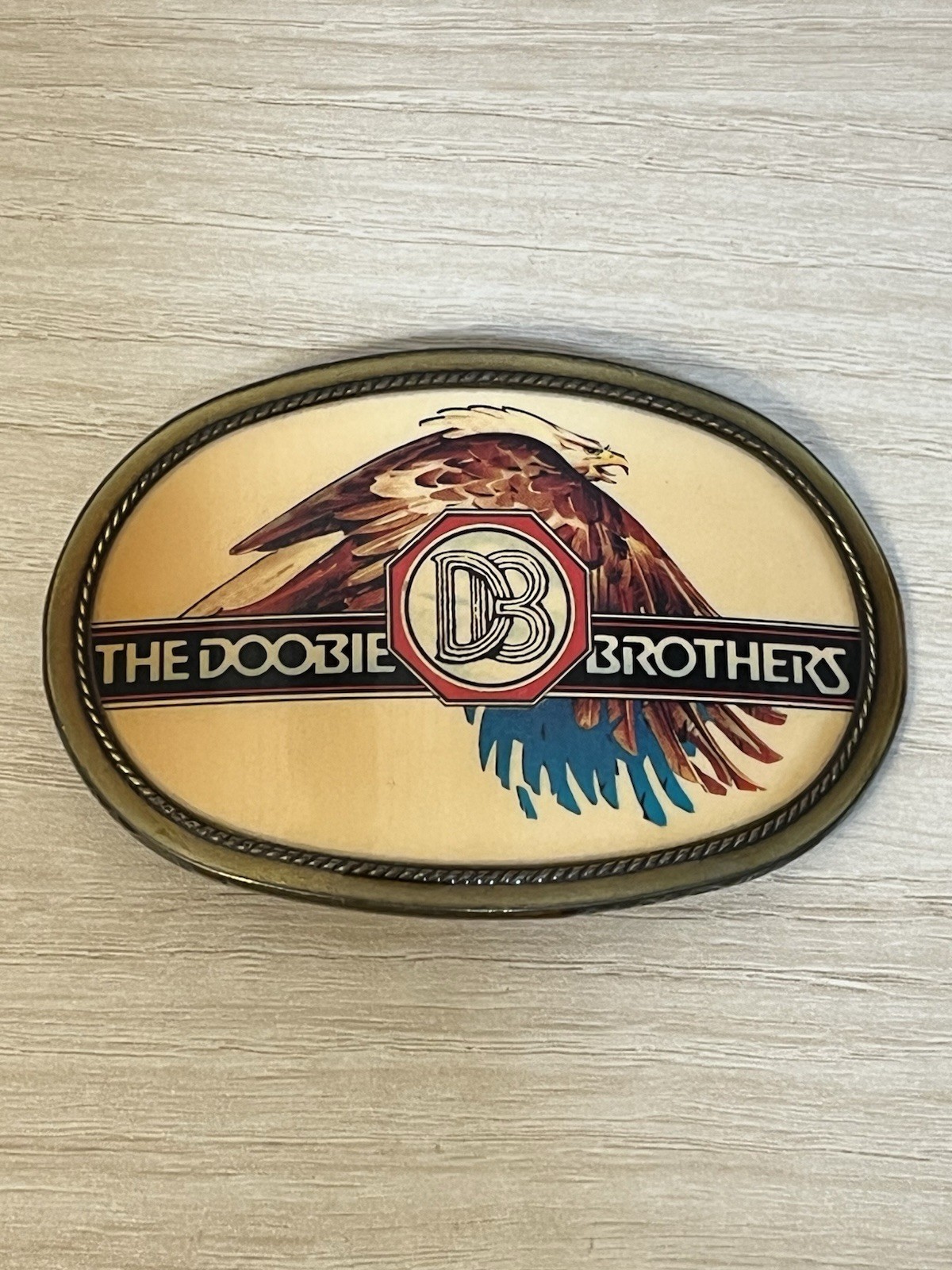 The Doobie Brothers Oval Belt Buckle 1977 Pacifica MFG Co. L.A. CAL 90245