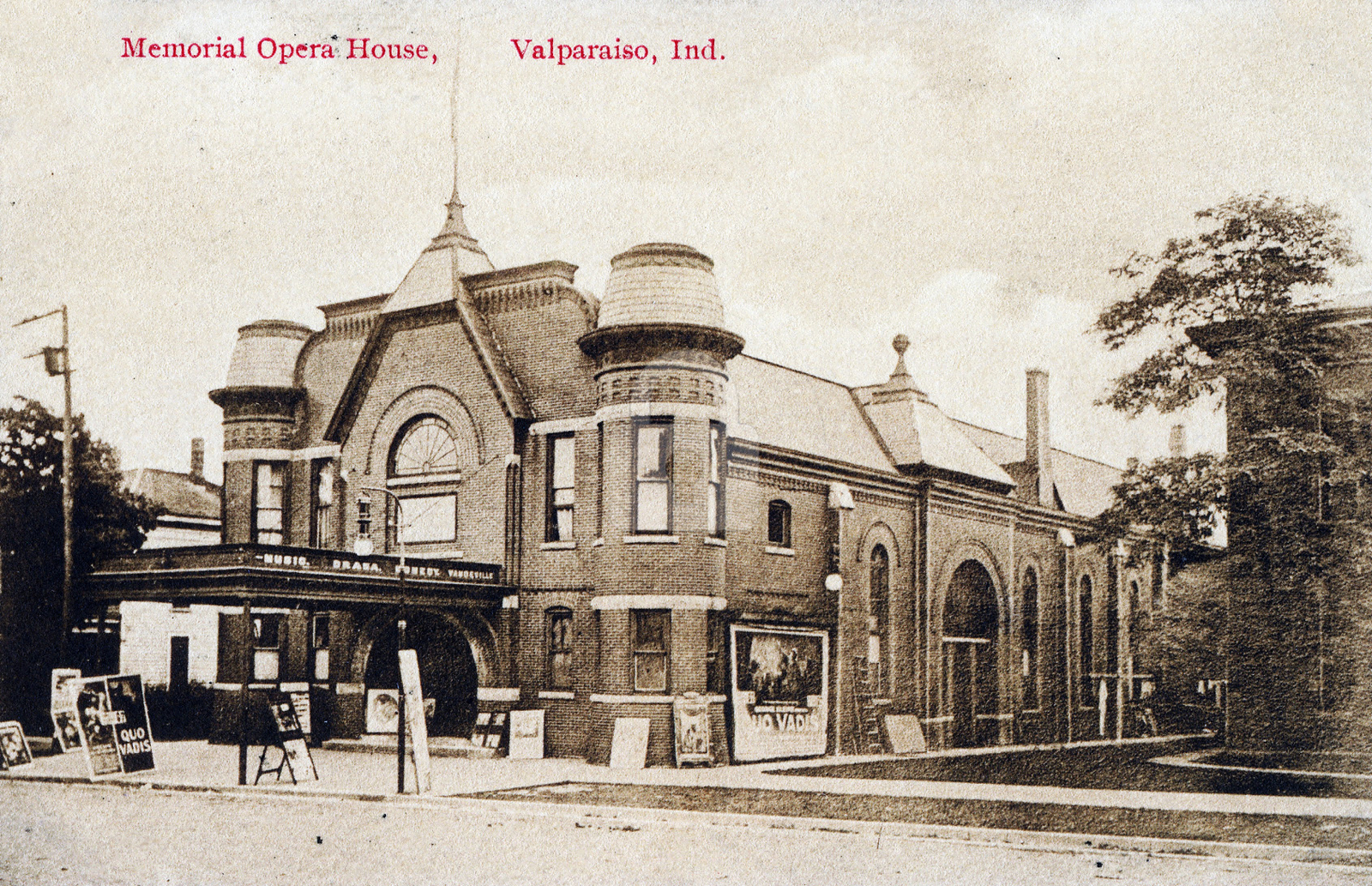 Memorial Opera House 1907 Valparaiso IN Indiana Vintage Postcard COPY Memorial Opera House 1907 Valparaiso IN Indiana Vintage Postcard COPY