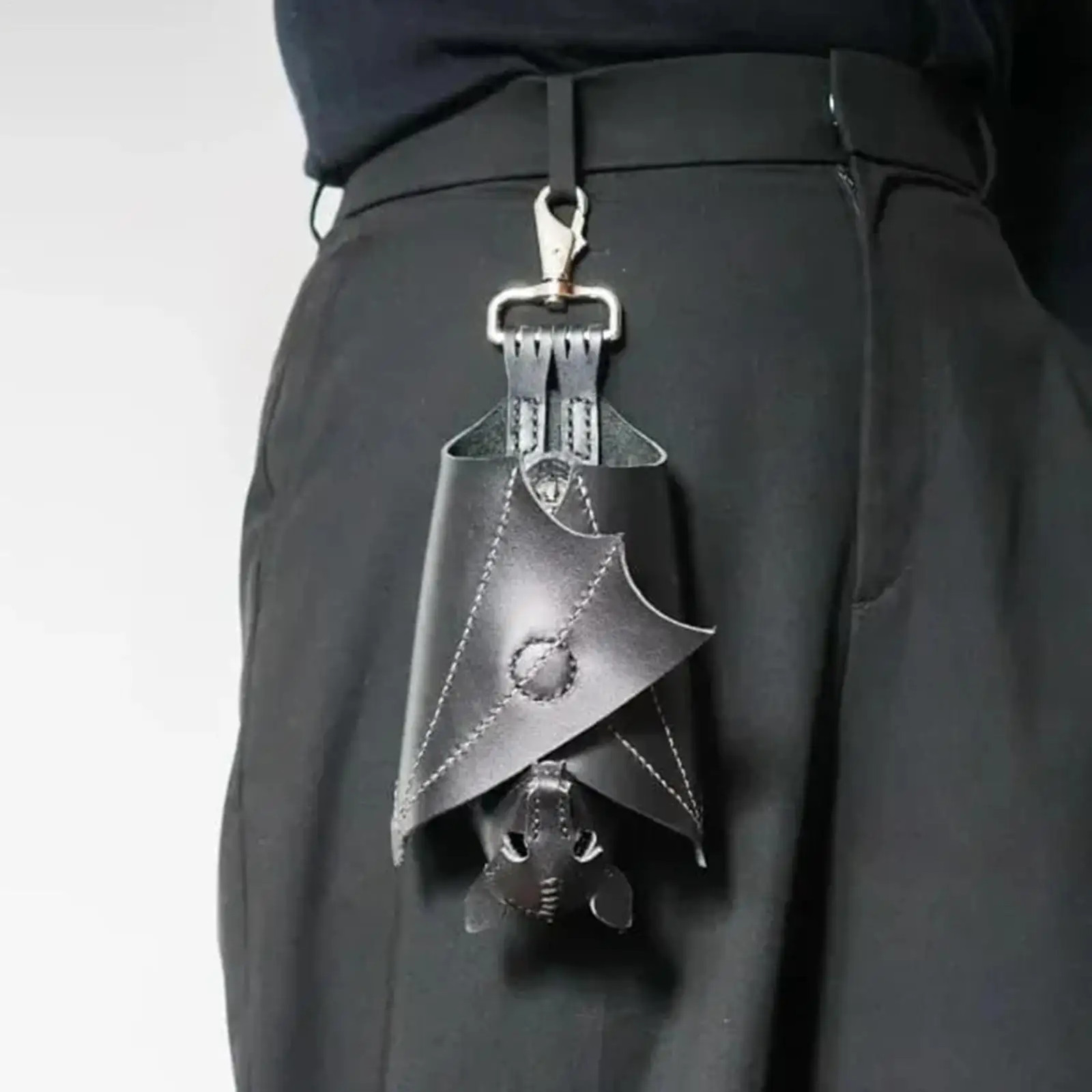 Gothic Bat PU Leather Coin Purse Foldable Wings Keychain Change Pouch Bag