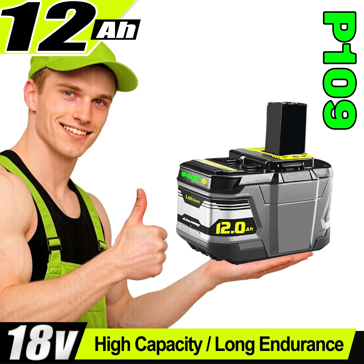 1/2/3/4 PACK 18V 12Ah For P109 One+ Plus High Capacity Battery Lithium-Ion