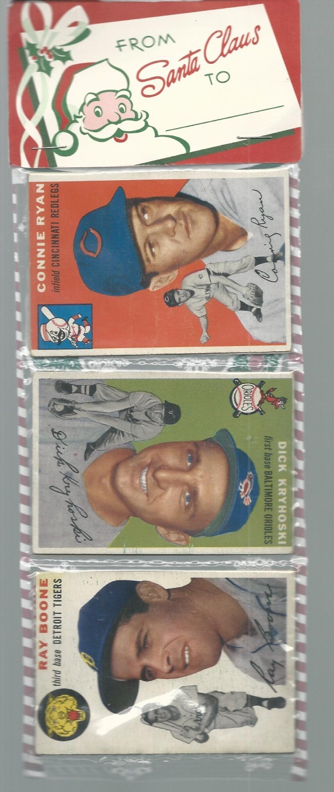 1954 TOPPS Christmas RACK PACK W  HOFER WARREN SPAHN / POS: HANK AARON ROOKIE