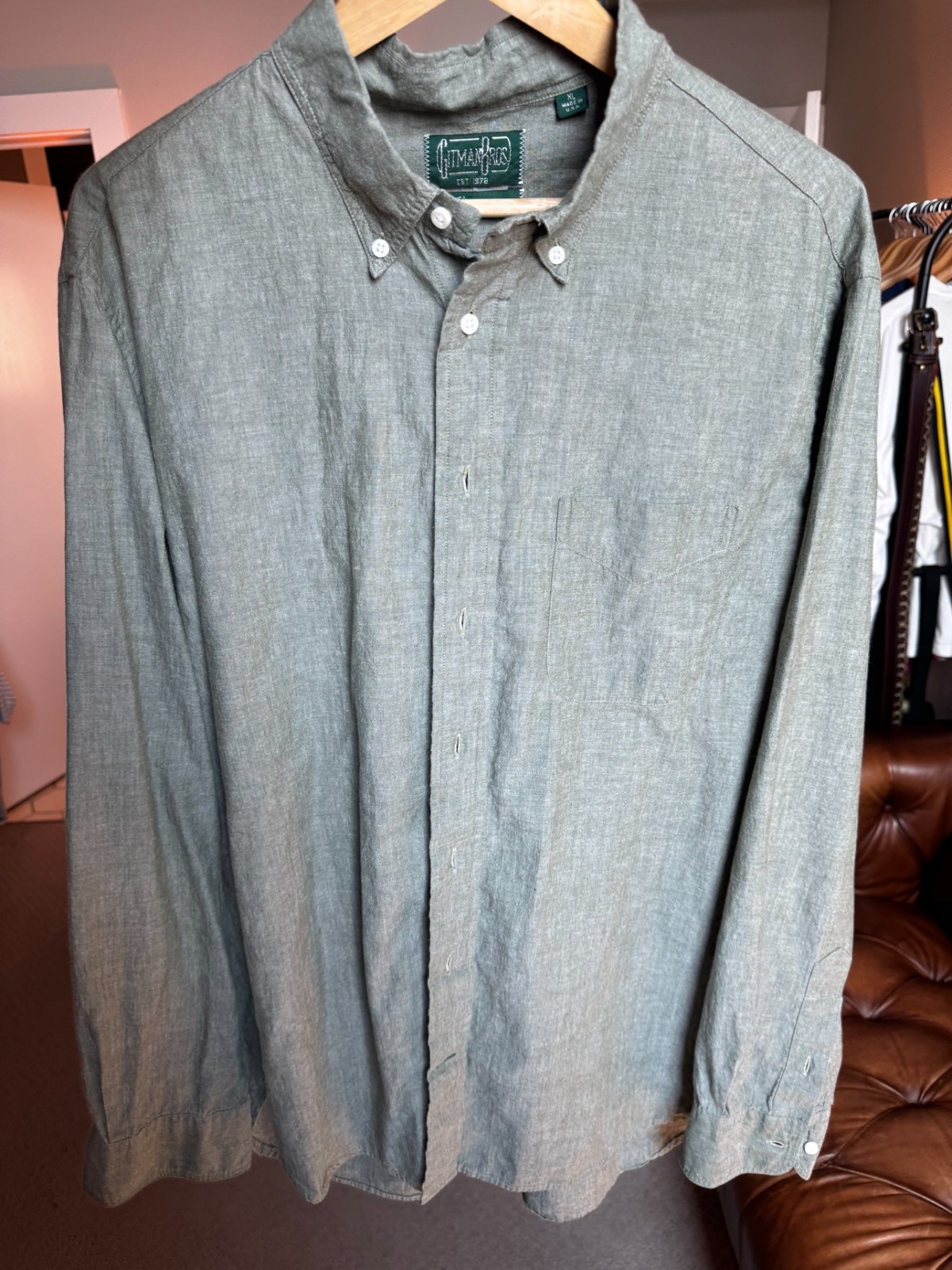Gitman Vintage Oxford Shirt Mens XL Green Spring Button-Down USA Gitman Vintage Oxford Shirt Mens XL Green Spring Button-Down USA