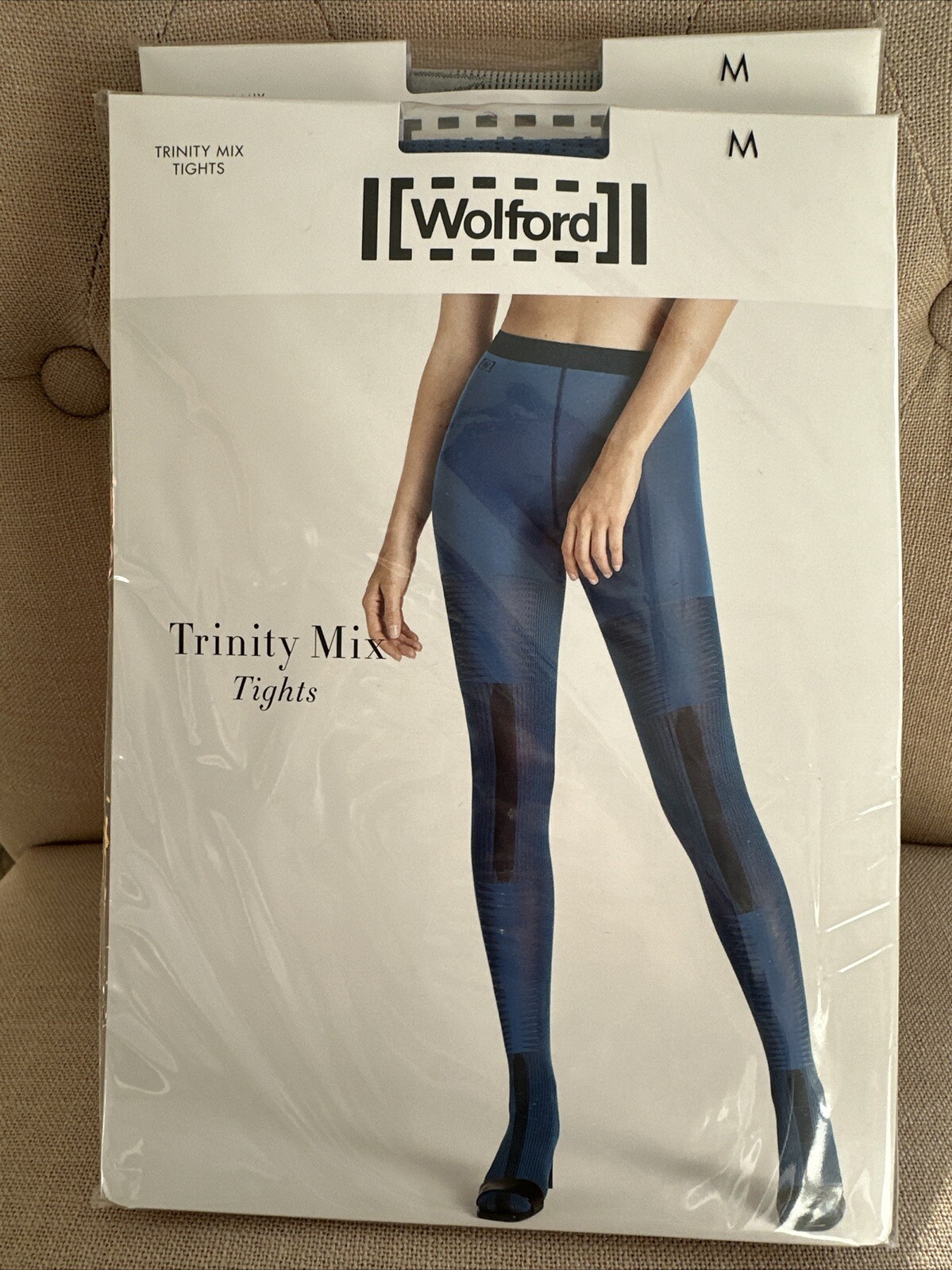 Wolford 14725 Trinity Mix Tights Electric Blue/Black Or Ash/Black